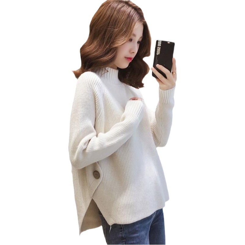 Picture of Autumn and Winter 2024 New Women's Half Turtleneck Sweater Women's Pullover Loose Korean Style Knitted Bottoming Shirt Outer Top