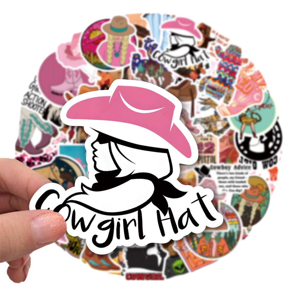 New 50 Pieces of Cowgirl Cartoon Graffiti Stickers Car Luggage Water Cup Waterproof Small Stickers Decoration Wholesale