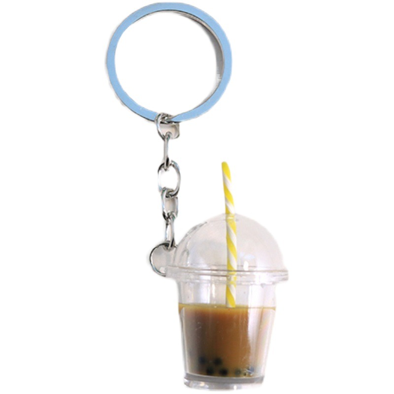 ins Exquisite Cute Women's Korean Personality Jewelry Milk Tea Keychain Net Red Bag Hanging Ornaments Small Schoolbag Pendant