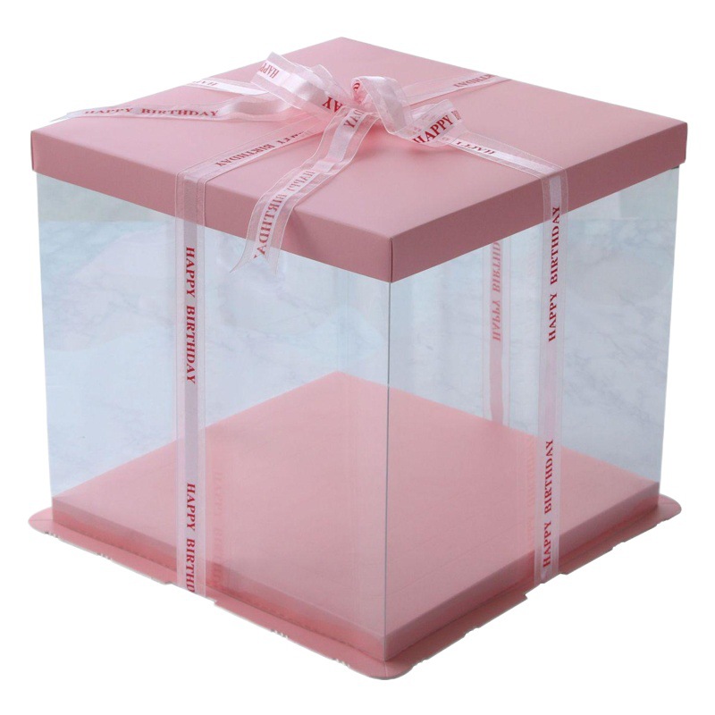 Wholesale transparent cake box 6 8 10 12 inch three-in-one birthday cake box baking box cake box