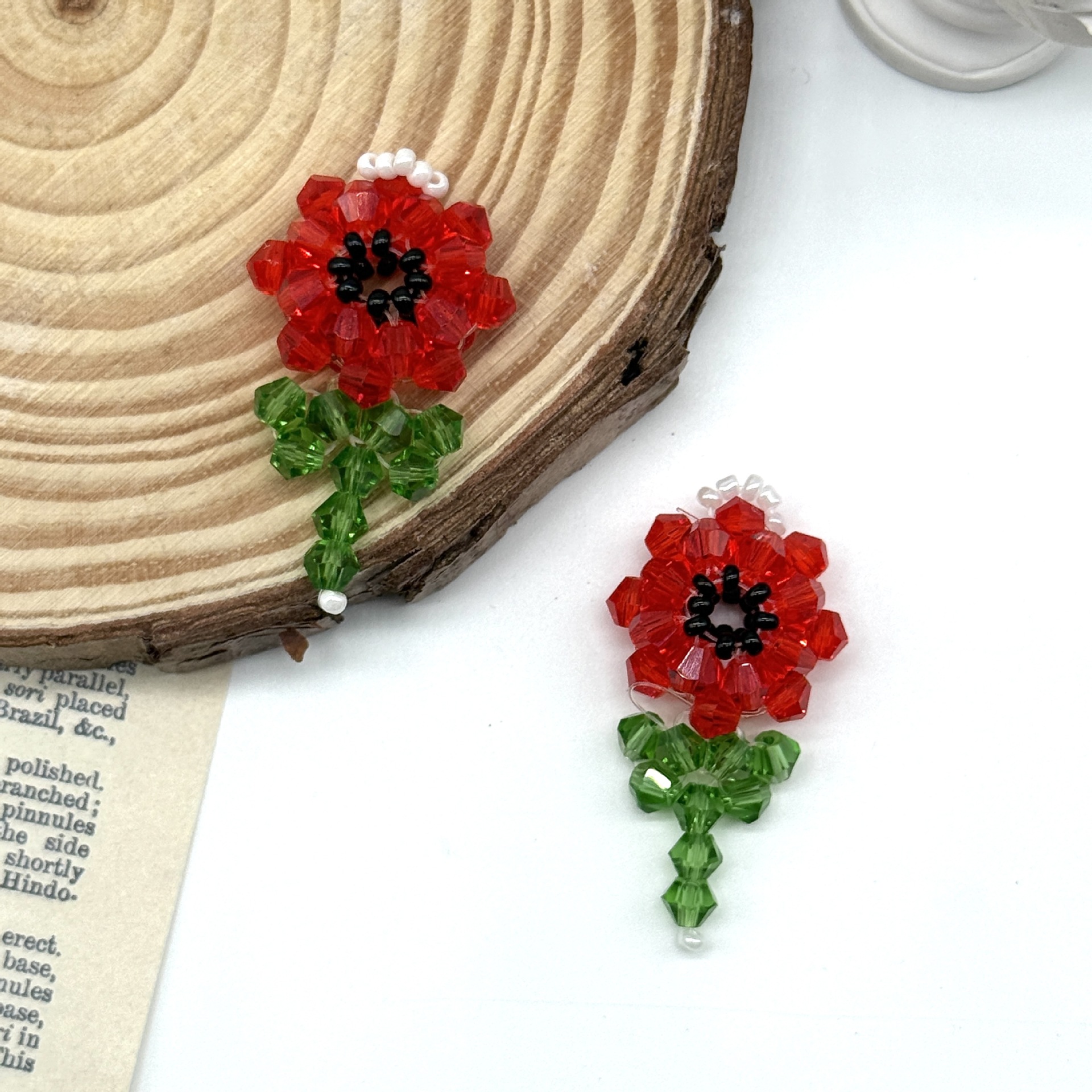 New crystal double-layer woven daisy sunflower handmade DIY bag pendants, earrings, headwear accessories, wholesale