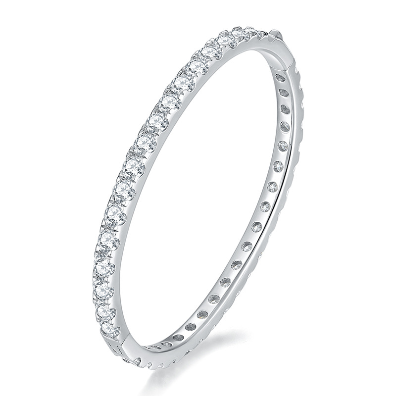 Yuntong Jewelry Cross-Border Source Full Circle 4mm Round D Color Moissanite Bracelet Same Style S925 Silver Gold Plated