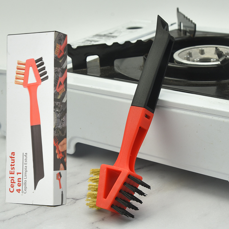 Picture of Four-in-one gas stove cleaning brush stove head wire brush barbecue stove kitchen range hood gap decontamination brush