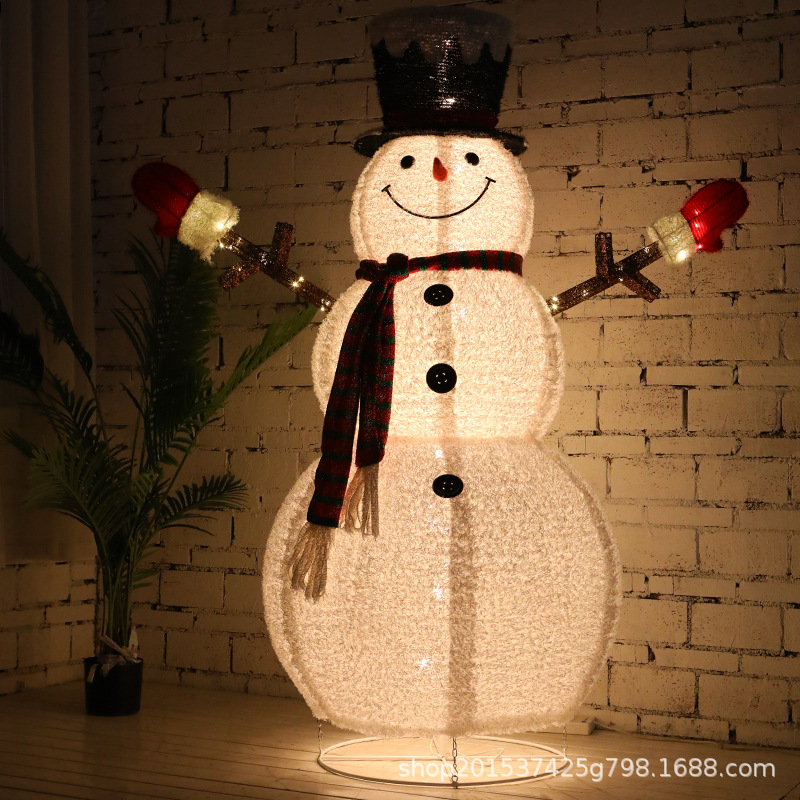 Christmas snowman ornaments luminous snowman decorations snowman doll Christmas tree scene layout festival beauty Chen props