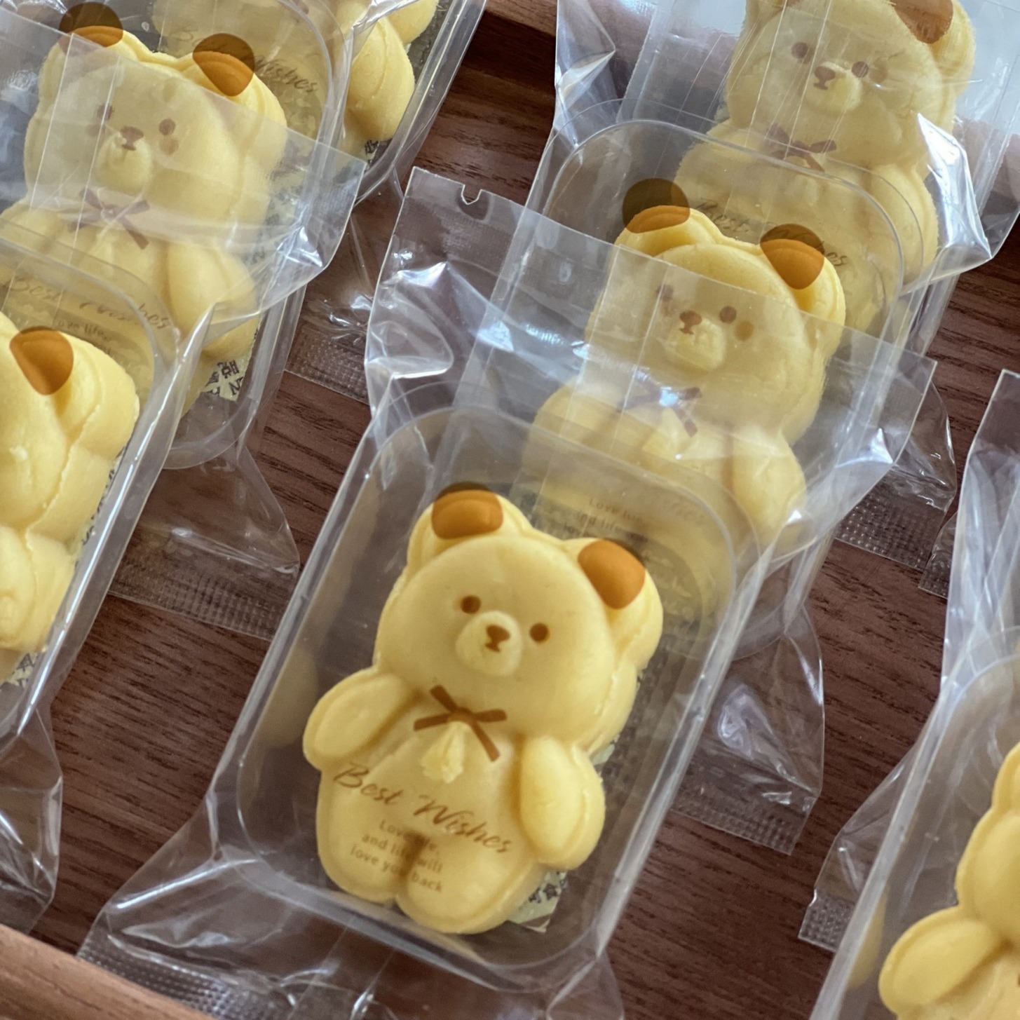 Cartoon bear thickened mung bean cake packaging bag transparent packaging bag handmade biscuit flat pocket wholesale 100