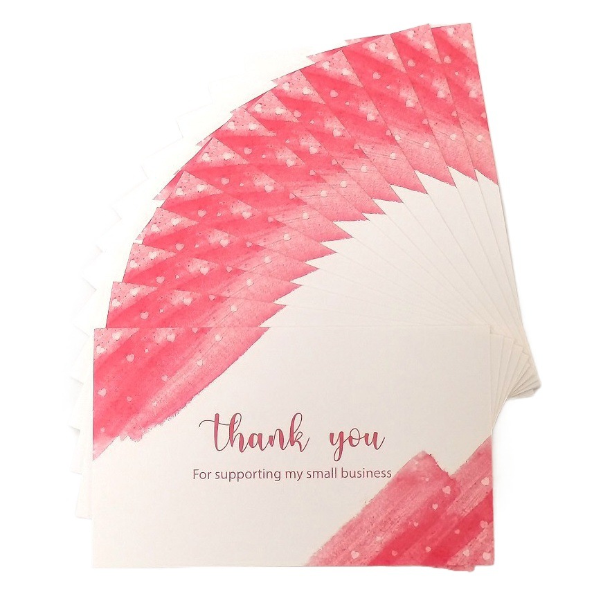 Amazon cross-border wholesale green leaf thank you card coated paper card thank you gift card pink packaging card