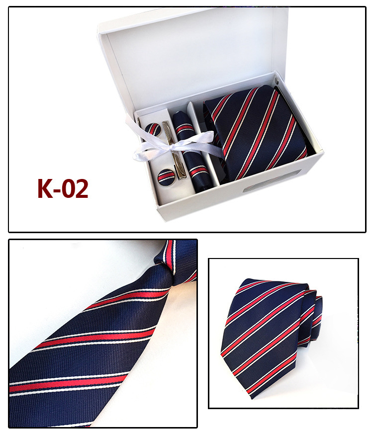 Picture of Manufacturers wholesale men's tie in stock gift box 6 pieces suit group tie business formal tie