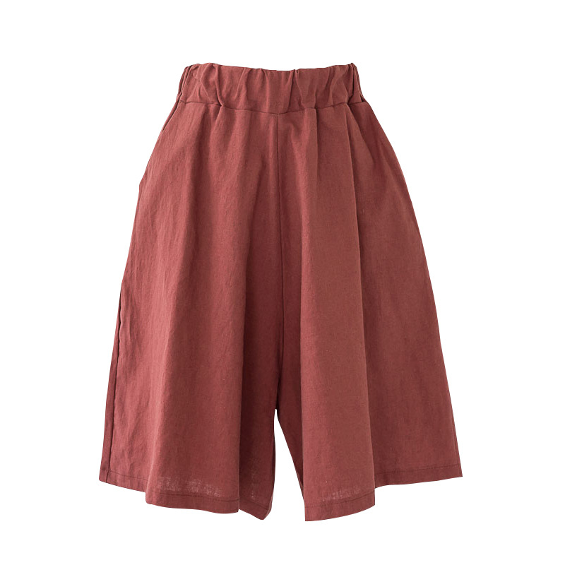 Picture of Five-Point Pants for Women Summer Cotton and Linen Large Size Loose Mid-Pants Linen Wide-Leg Shorts Women's Casual Straight Draped Thin Pants