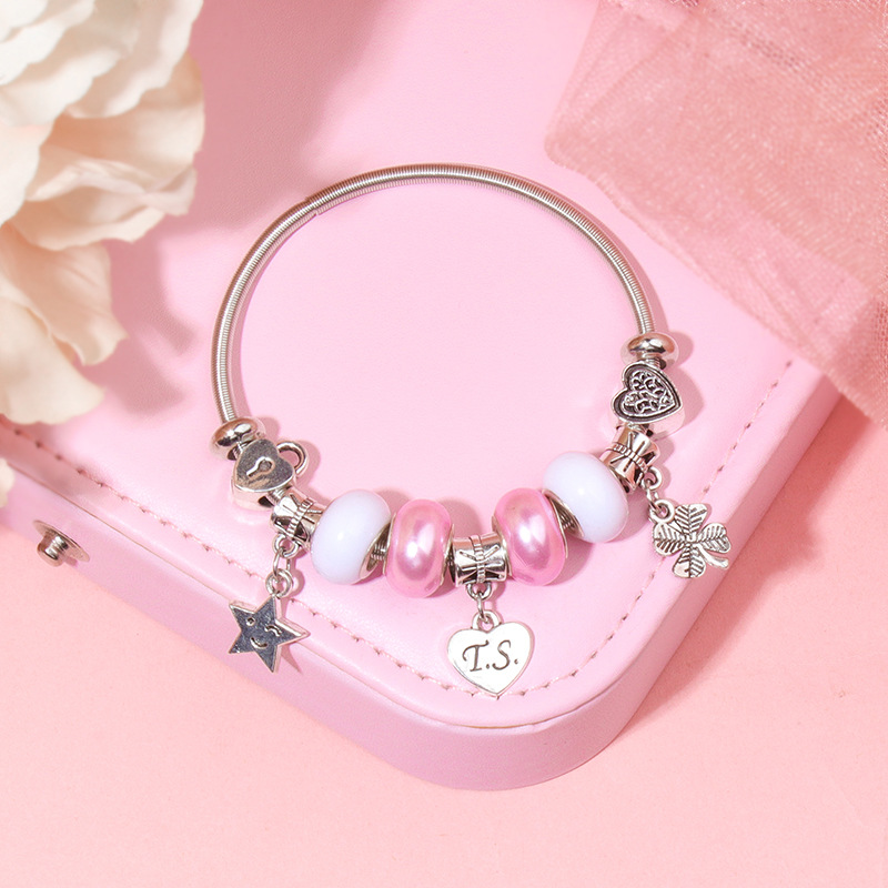 Cross-Border Popular Panjia Fashion Heart Pendant Bracelet Crystal Temperament Colorful Hand Jewelry Niche Light Luxury Retro Bracelet