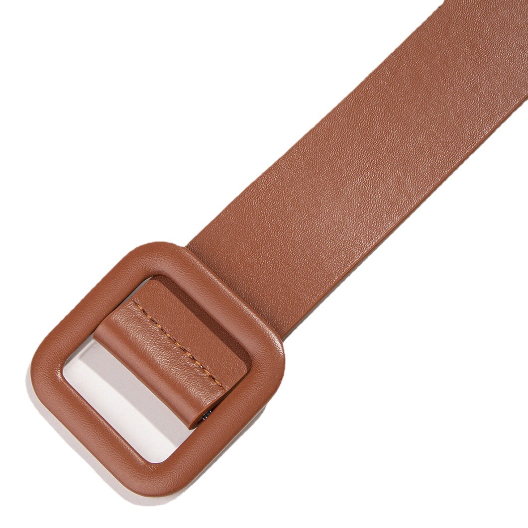 [Hangzhou Single Day Hair in stock Belt] Women's Simple Anti-allergy Bag Buckle Belt Decoration All-match Wide Belt