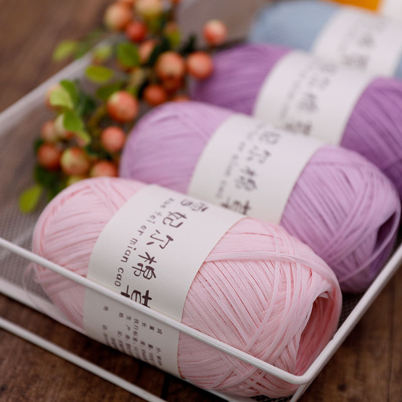 Picture of pure cotton wool snow feier cotton straw bag hat diy hand-woven thread crochet thread crochet thread raffia