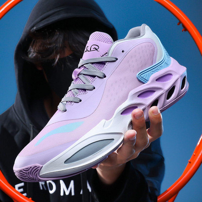 Youth Shock-Absorbing Rebound Low-Top Practical Basketball Shoes for Men and Women Thick-Soled Non-Slip Couples Breathable Jogging Sneakers Trendy