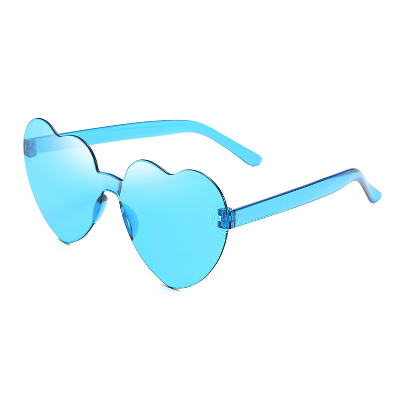 Picture of New love sunglasses jelly color frameless heart-shaped conjoined glasses dazzling color heart sunglasses