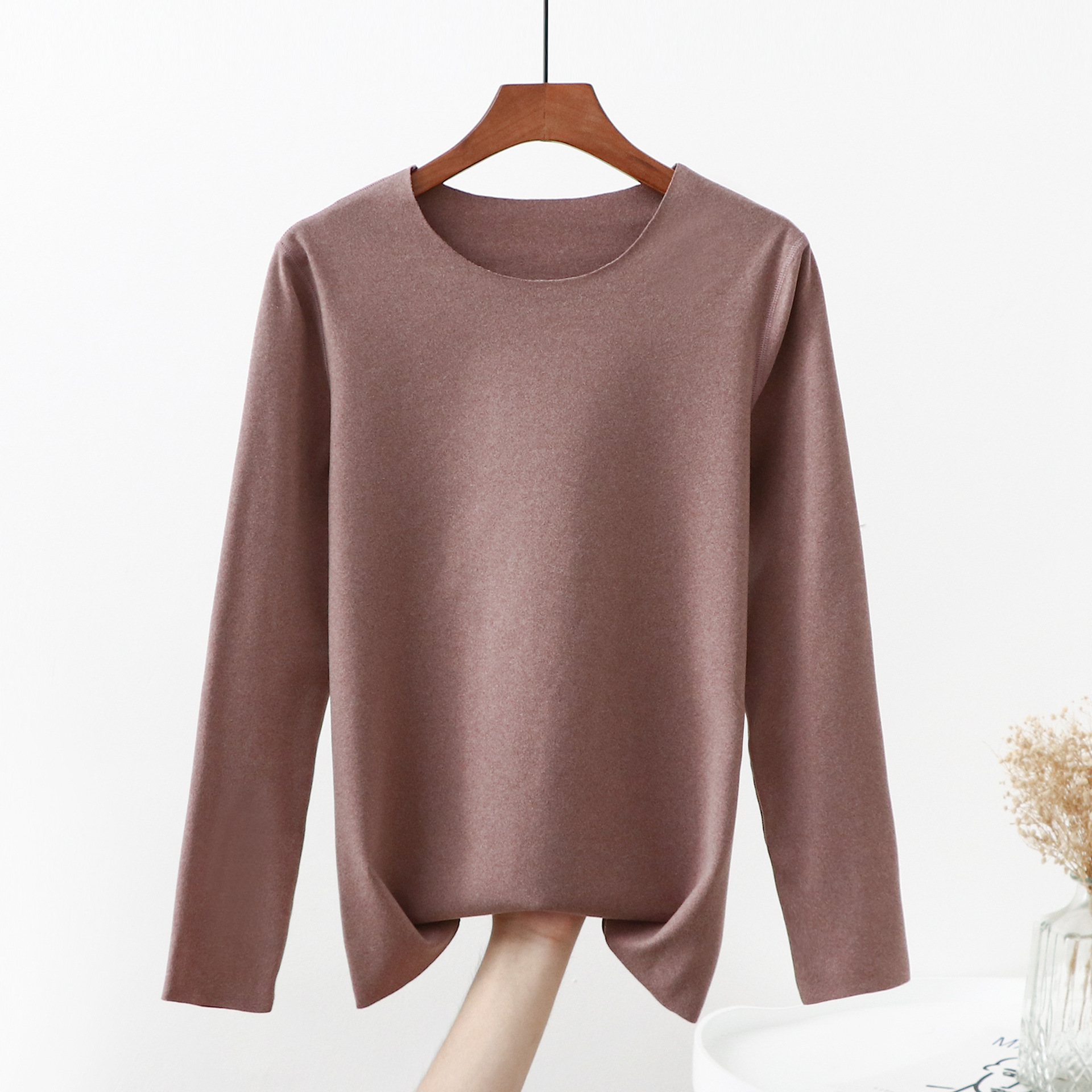 Picture of Add fat to increase the size of fat MM200 kg seamless velvet crew neck bottoming shirt long sleeve thermal underwear jacket women's autumn clothing
