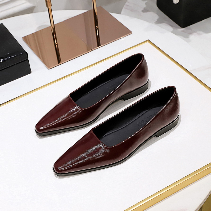 7172 Retro European and American Style Fashion All-match Comfortable Flat Heel Shallow Mouth Pointed Commuter Women's Shoes Spring and Autumn Simple Single-layer Shoes for Women