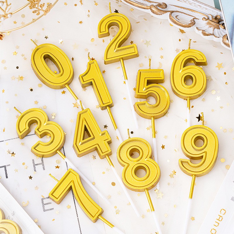 Cross-border Digital Candle Birthday Cake Golden Tuhao Gold Color Candy Color Butterfly Crown Digital Candle