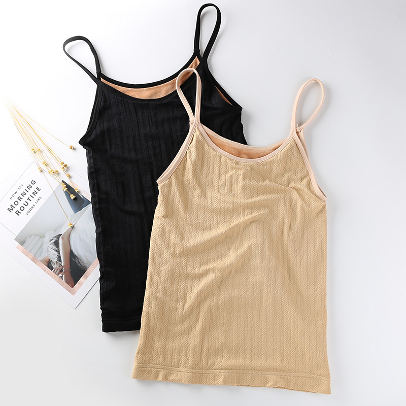 Picture of Autumn and Winter Twist Seamless Thin Shoulder Strap Sexy Warm Vest Women's Double-Layer Fleece-Lined Thickened Body Women's Slim-Fit Top