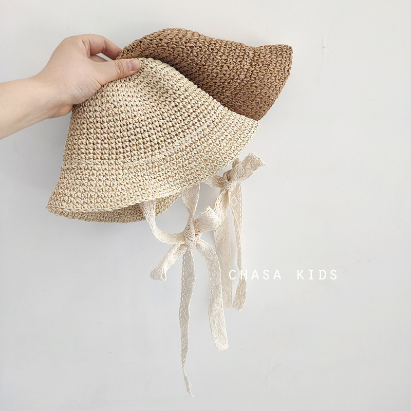 ins Internet Celebrity Baby Lace Straw Hat Korean Children's Sunshade Hat Spring and Summer Baby Girl's Straw Hat