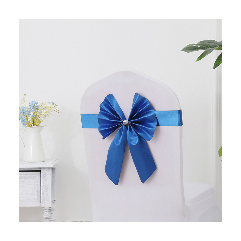 Picture of Chair Back Flower Bow Stretch Free Wedding Wedding Banquet Hotel Hotel Chair Cover Decoration Diswashable Ribbon Ribbon