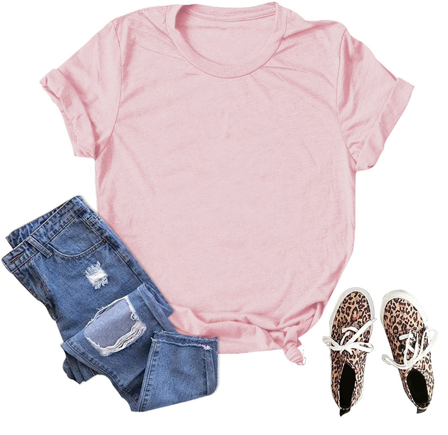 Picture of Spot wholesale foreign trade cross-border solid color blank loose large size T-shirt short sleeve men and women with Amazon wish