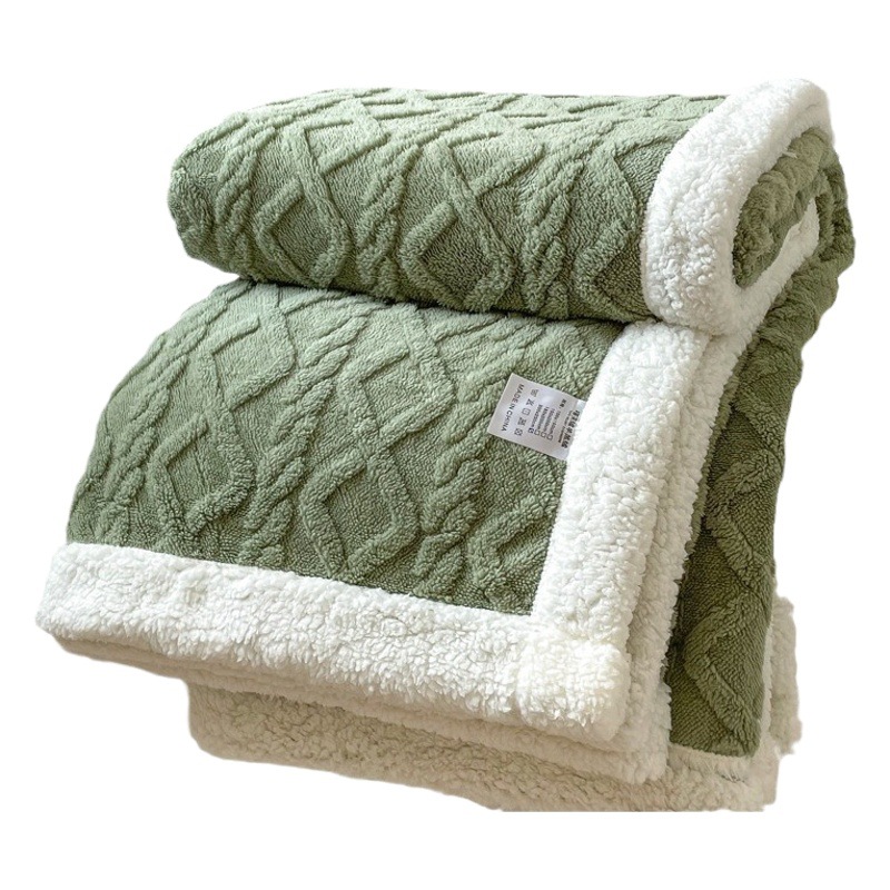 Thick double-layer lambswool blanket solid color Office blanket nap blanket milk velvet sofa air conditioning solid color blanket