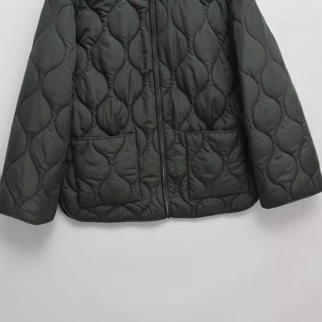 Picture of European and American style 2024 autumn new women's casual versatile long sleeve V-neck loose cotton-padded jacket jacket 1255792