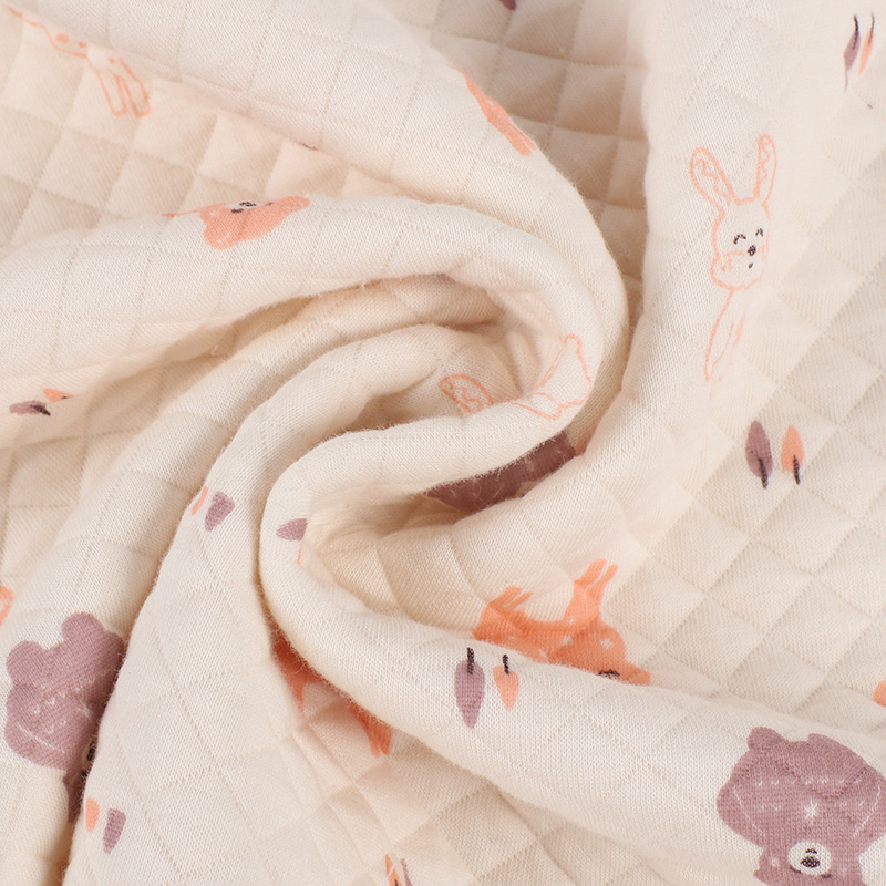 Picture of Original White Diamond Lattice Jacquard Air Layer Printed Baby Quilted Fabric Baby Jumpsuit Sleeping Bag Quilted Fabric