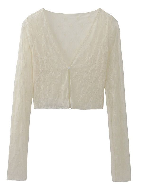 Picture of American-style sweet and spicy mesh shirt women's summer new outer cardigan thin pure style slim-fit short long-sleeved top