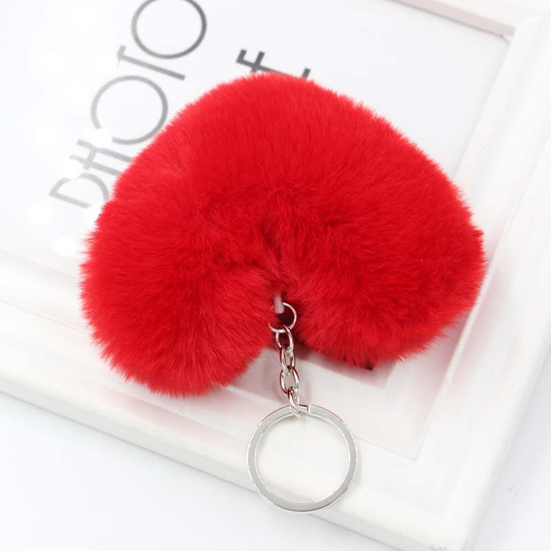 Creative heart fur ball key chain Love Plush Bag pendant love plush car key chain pendant
