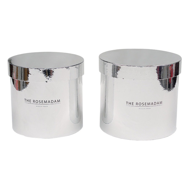 Hug Bucket silver Set Two Round Gift Box Flower Box Accompanying Gift Flower Packaging Box Gift Box Flower Bucket Diy