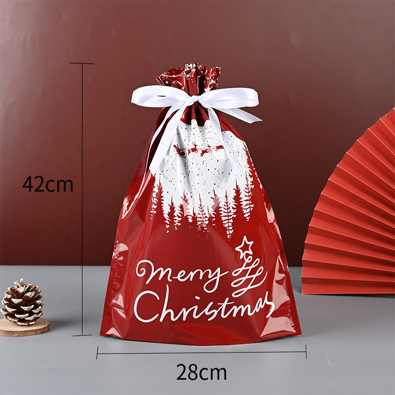 Picture of Cross-border Amazon Christmas Gift Bag Drawstring Bag Christmas Gift Packaging Bag Ping An Fruit Snowflake Crisp Bag