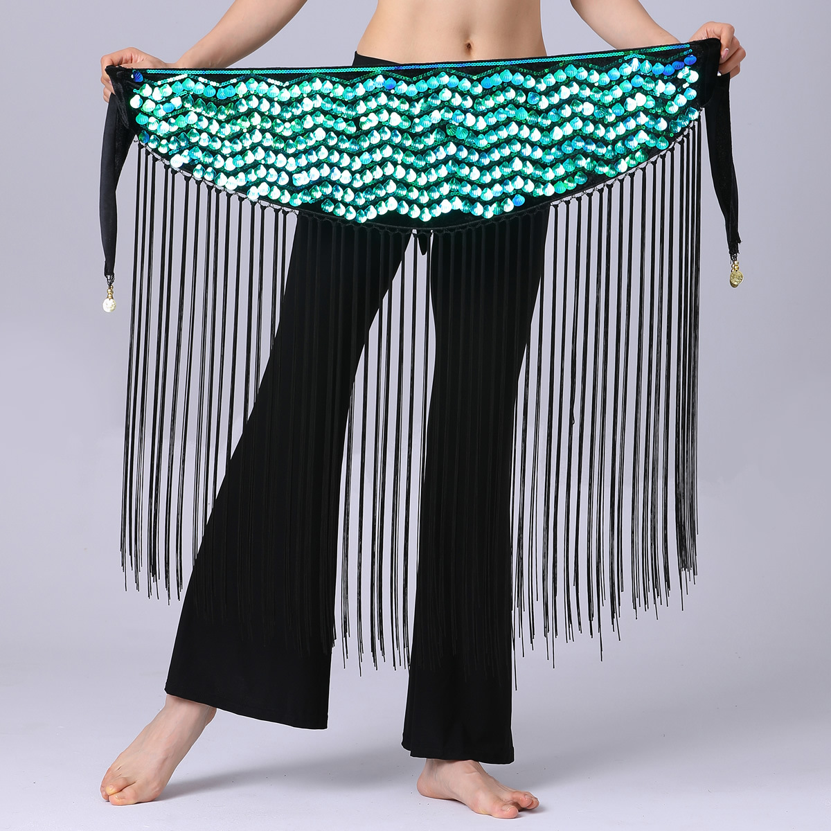 Picture of Wavy long tassel waist chain, belly dance waist chain, belly dance waist ornaments, dynamic belly dance waist chain Y1027