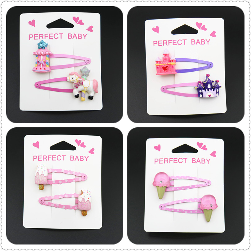 Carousel castle princess with diamond apple parrot crown purple moon hairpin jewelry children's baby bangs clip