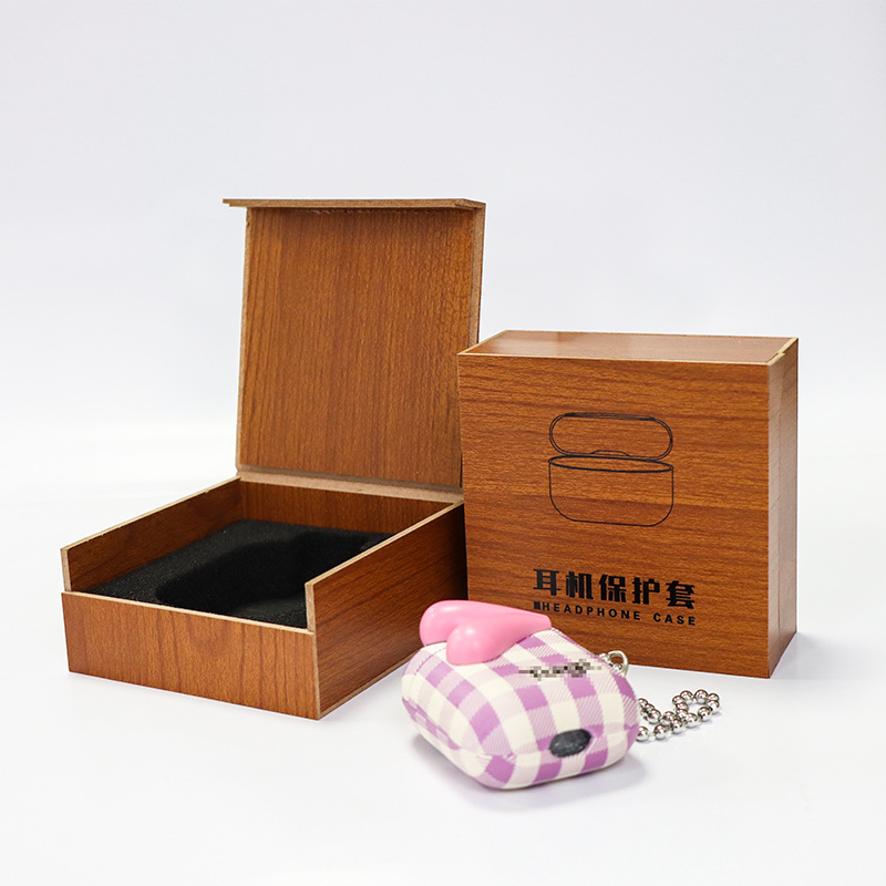 in stock earphone protective case packaging box wireless bluetooth earphone case packaging apple earphone wood grain packaging wooden box