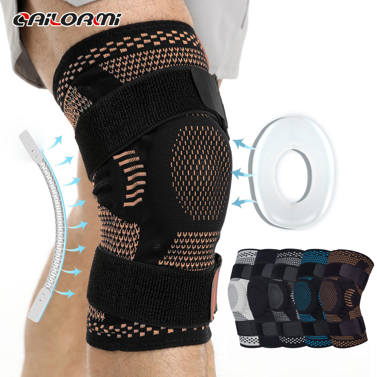 Sports Knee Pad Knitted Knee Pad Copper Ion Knee Pad Copper Fiber Four-sided Elastic Nylon Knee Pad Basket volleyball Knee Pad Cover