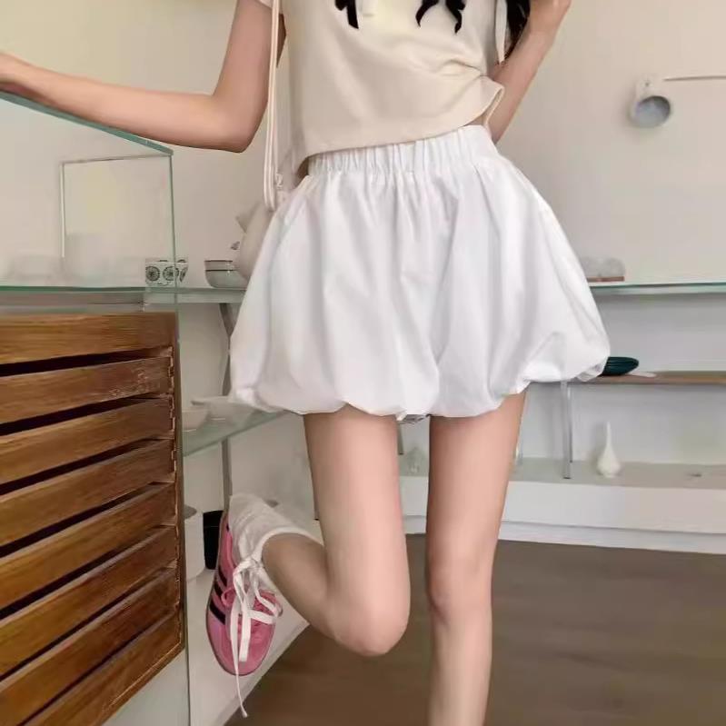 Autumn New Arrival Bud Shorts Women's Small Black High Waist Wide Leg Casual Pants Loose Slimming White Pants