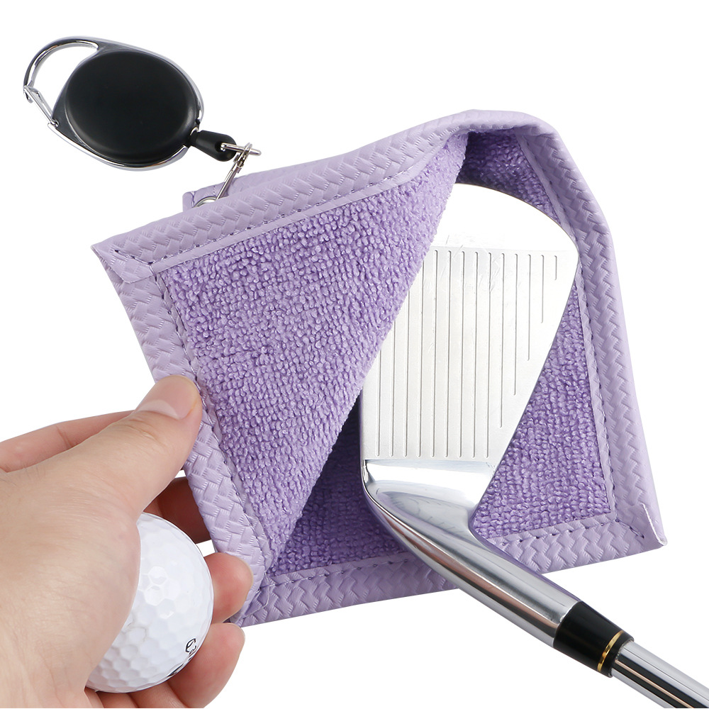Picture of Cross-Border New Model Manufacturer Wholesale Pu Material Woven Pattern Retractable Rope Golf Ball Towel Golf Ball Cleaning Cloth