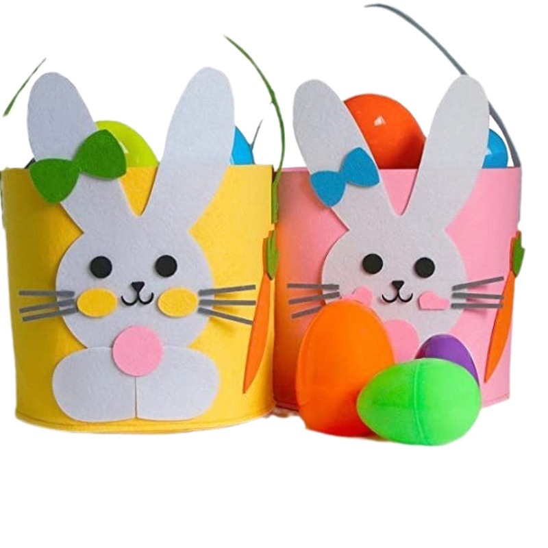 Wholesale Easter felt rabbit candy bag children rabbit handmade DIY tote basket toy candy storage bucket