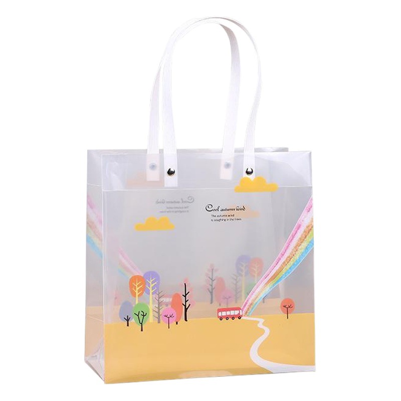 Kindergarten fresh cartoon packaging plastic bag Printing transparent portable pp shopping gift hand gift bag