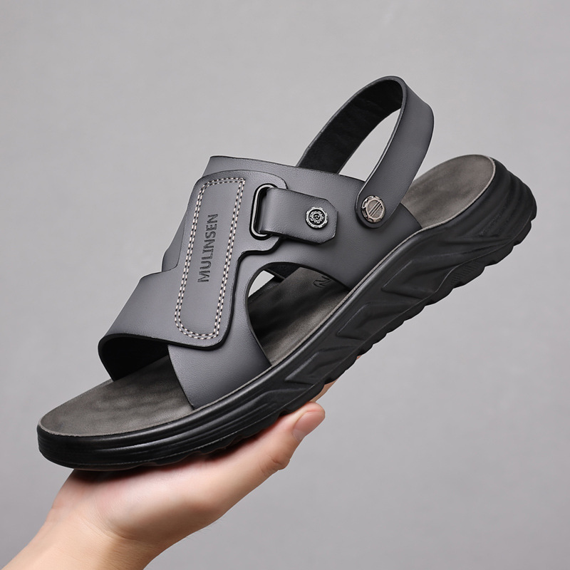 Sandals Men's Summer Outwear Leather Beach Shoes Men's Non-slip Wear-resistant Casual Dual-purpose Men's Sandals Trendy All-match