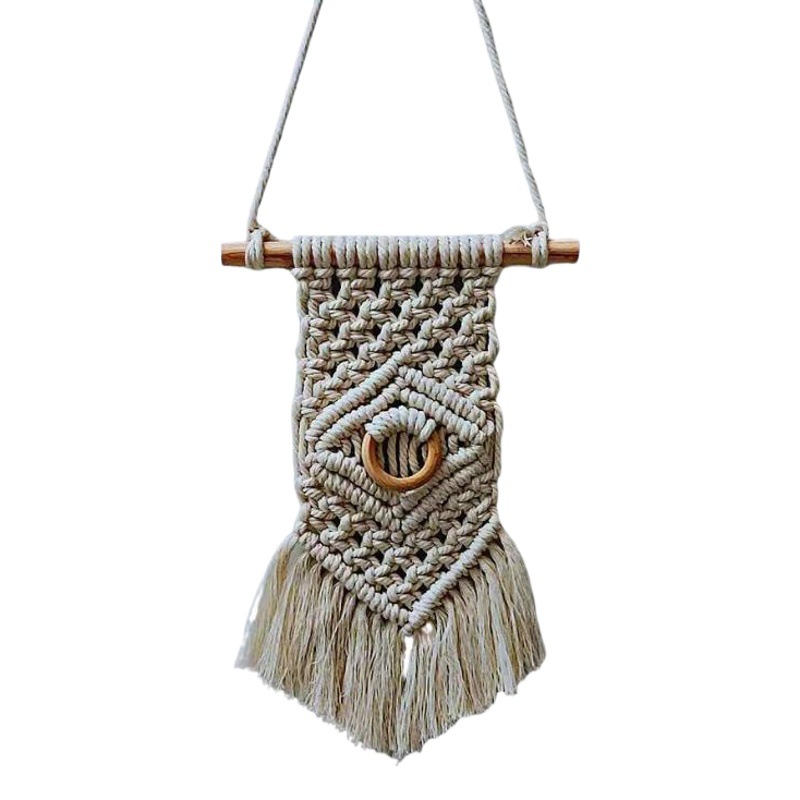 Nordic Woven Tapestry Flower-arranging Wooden Circle Net Docket Creative Tassel Children's Room Photo Home Wall Decoration Hanging Ceremony