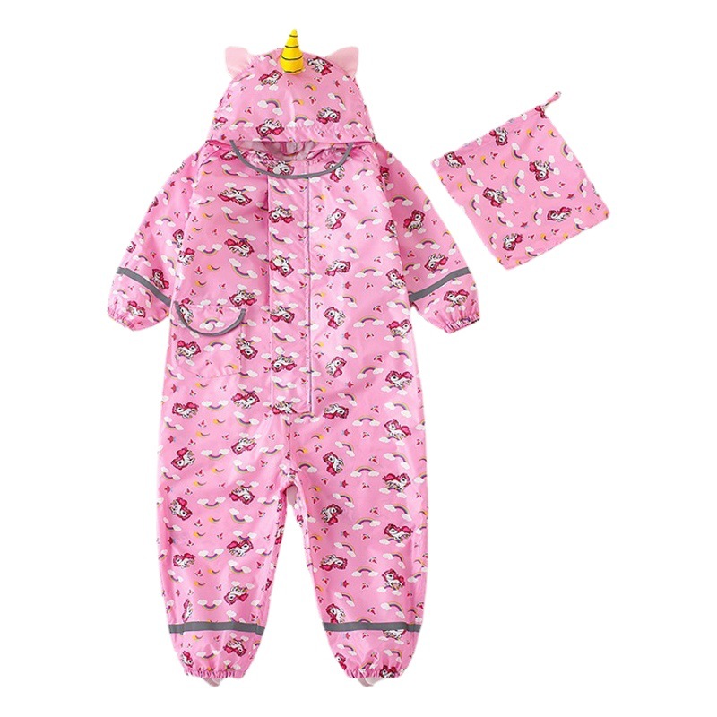 Cross-border children's baby boys and girls fashion waterproof three-dimensional conjoined raincoat unicorn spacecraft astronaut does not include tax
