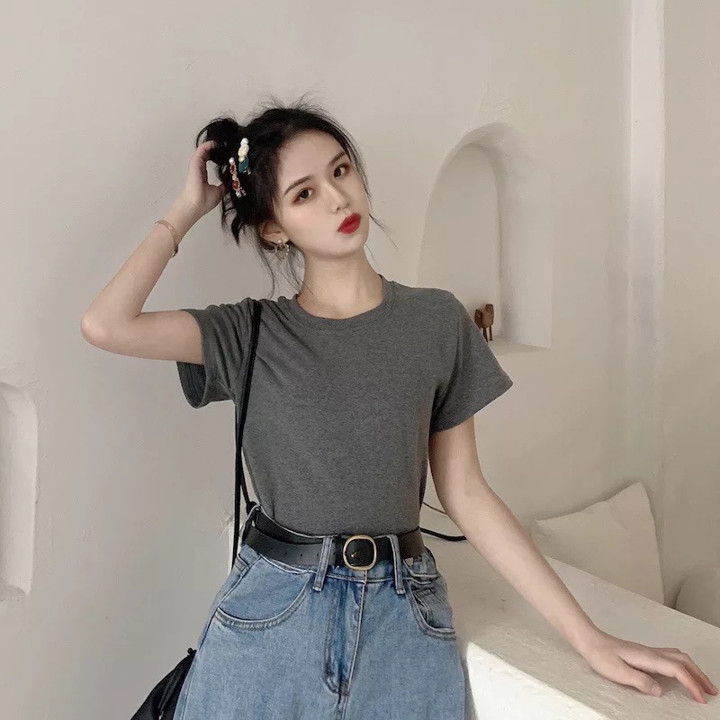 Picture of Candy Color Korean Style Round Neck Top for Women 2025 Loose and Versatile Bottoming Shirt Summer Cross-Border Short-Sleeved T-Shirt for Women Carefully Selected
