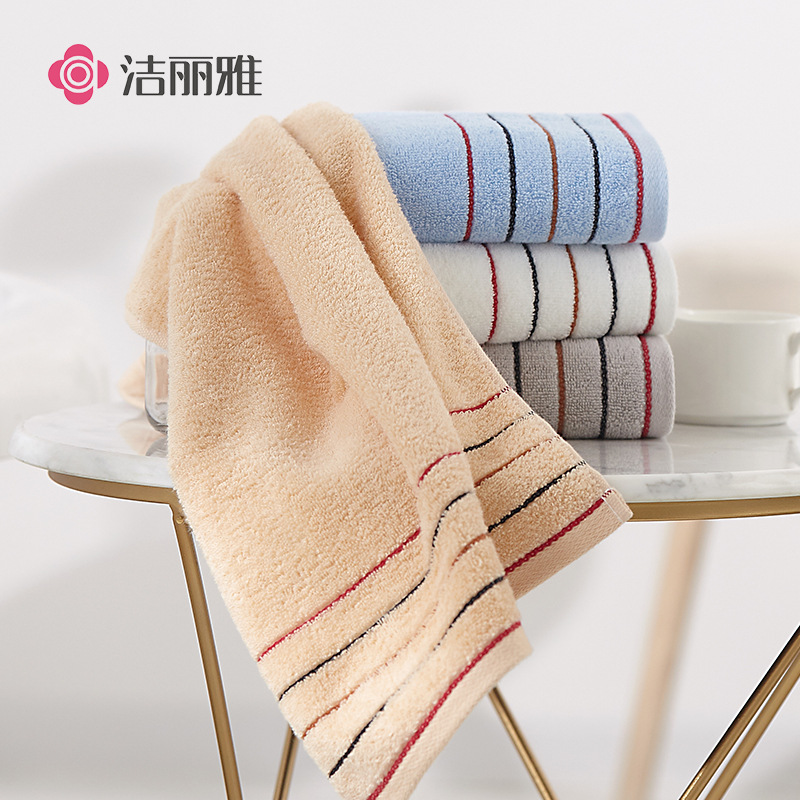 Jialiya Towel 7050 Pure Cotton Thickeneded Household Face Towel Absorbent Stripesd Face Towel Manufacturer Wholesale