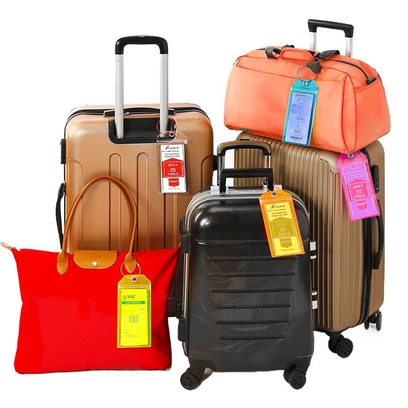Color stainless steel wire rope key ring PVC color boarding pass travel tag cruise luggage tag