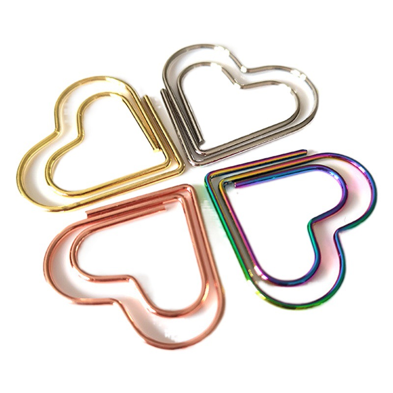 Cross-border mini love paper clip wholesale creative color rose gold paper clip cute paper clip manufacturers