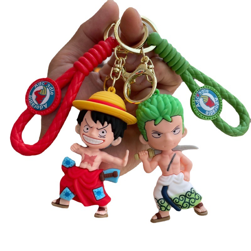 Cross-Border Anime Peripheral One Piece Keychain Female Cute Cartoon Doll Couple Bag Pendant Small Gift Wholesale