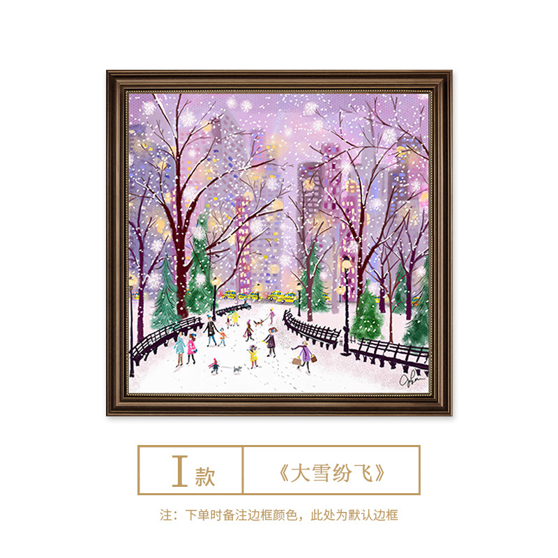 Picture of Winter Lights Hanging Painting Christmas Decorative Painting American Entrance Entrance Auschle Murals Bedroom Painting Restaurant High-level Oil Painting