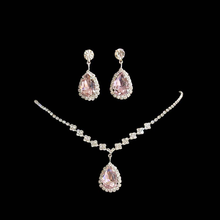Picture of European and American fashion earrings necklace two-piece set full diamond exquisite chain bride jewelry light luxury suit women's jewelry wholesale