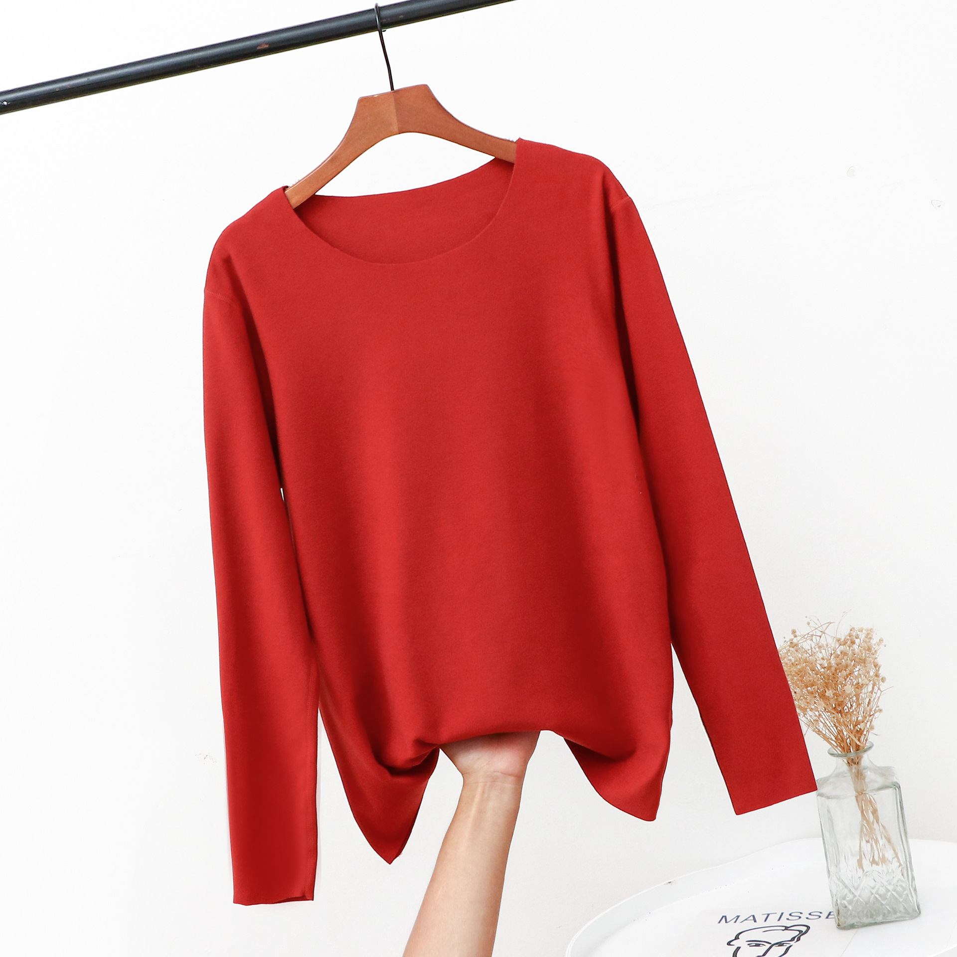 Picture of Add fat to increase the size of fat MM200 kg seamless velvet crew neck bottoming shirt long sleeve thermal underwear jacket women's autumn clothing
